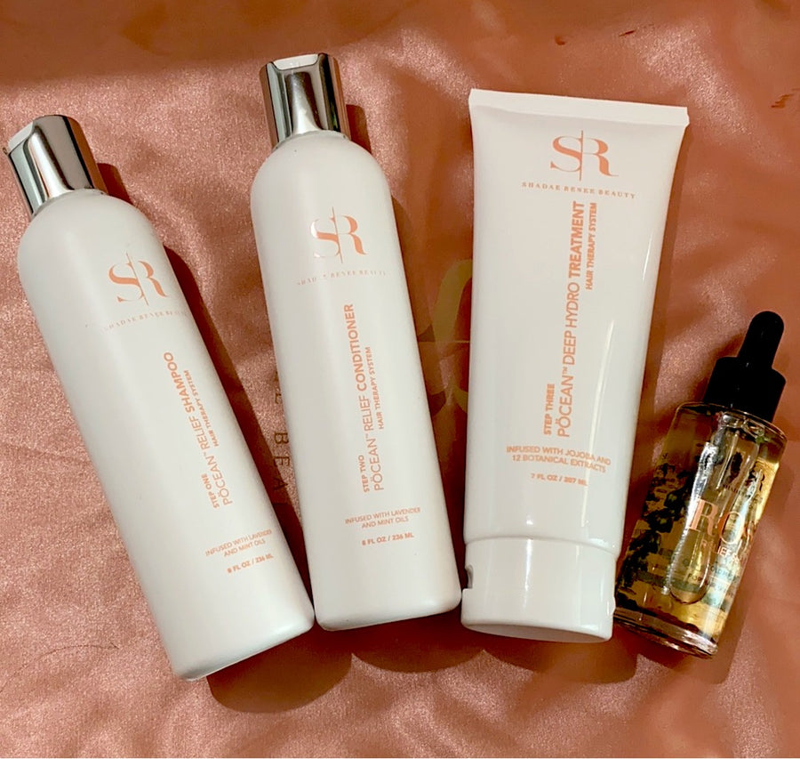 SERUM + ROSE PÖCEAN RELIEF HAIR THERAPY SYSTEM BUNDLE DEAL